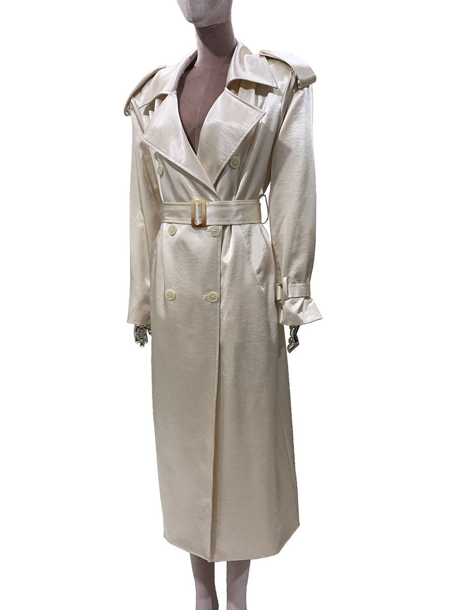 Trench Coat Formal - Mauroicardi Autumn Long Shiny Soft Satin