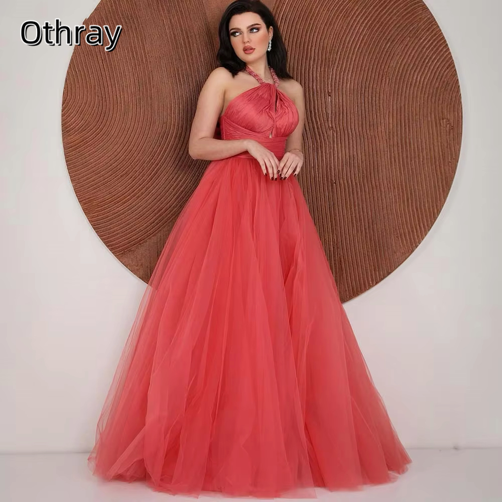 Women Formal Wear Dubai - Othray Saudi Halter Prom Dresses Bow