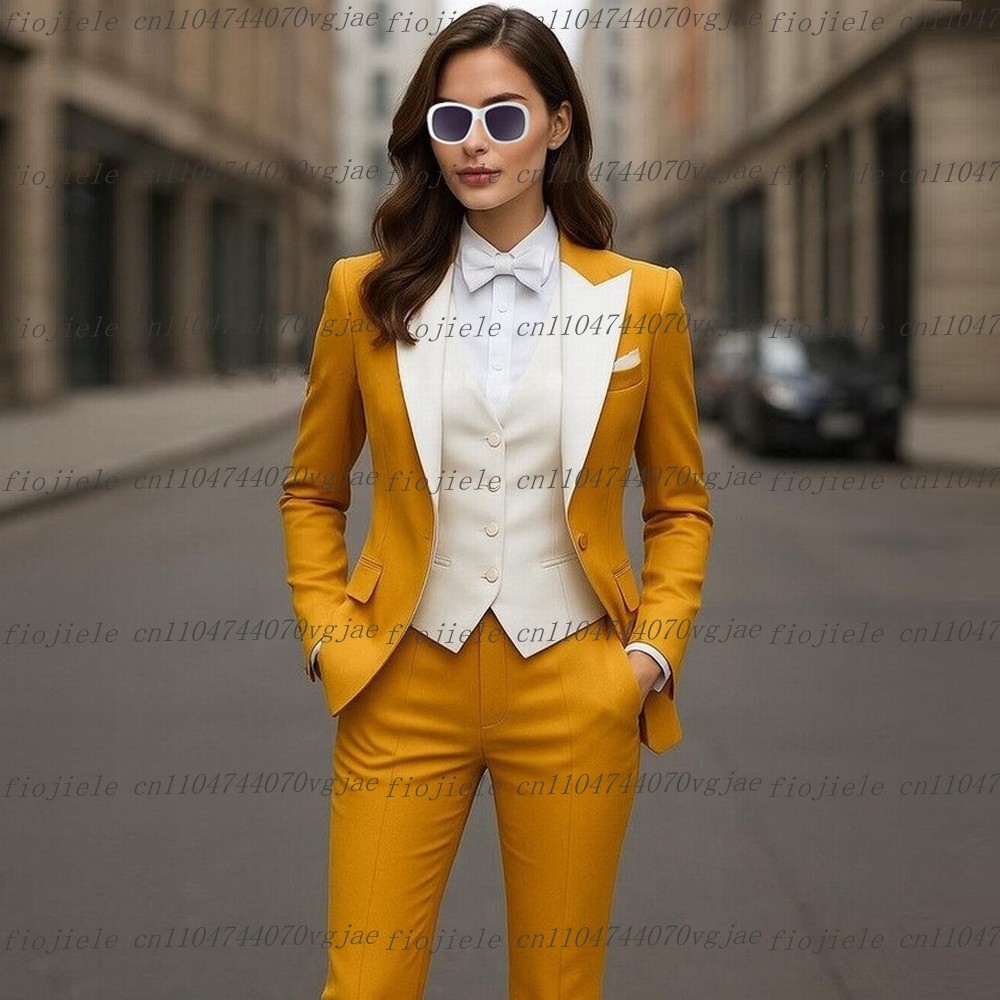 Woman Formal Wear - Yellow And White Formal Business Women