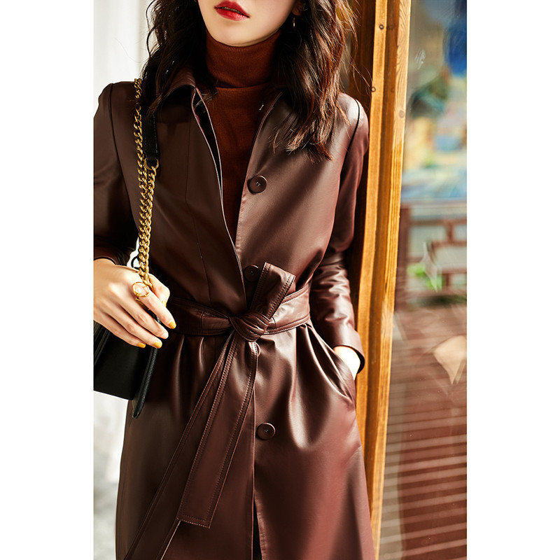 Women's Large Size Leather Coa - Trench Coat Formal recension och pris