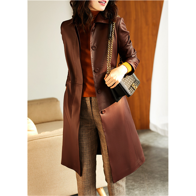 Women's Large Size Leather Coa - Trench Coat Formal recension och pris