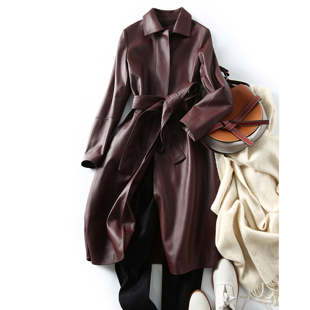 Women's Large Size Leather Coa - Trench Coat Formal recension och pris