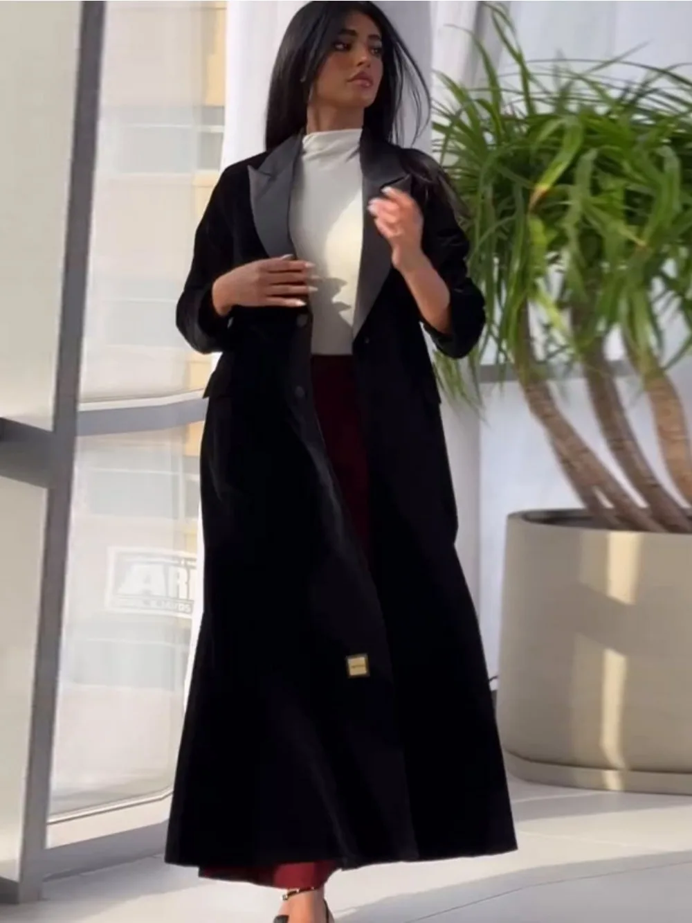 Muslim Women Abaya Eid Lapel T - Trench Coat Formal recension och pris
