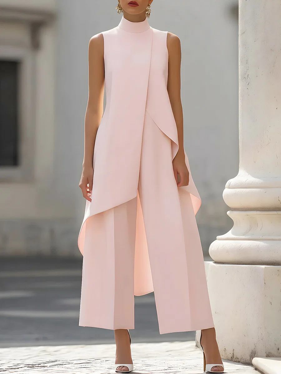 Sleeveless High Neck Asymmetri - Women Formal Wear Office recension och pris