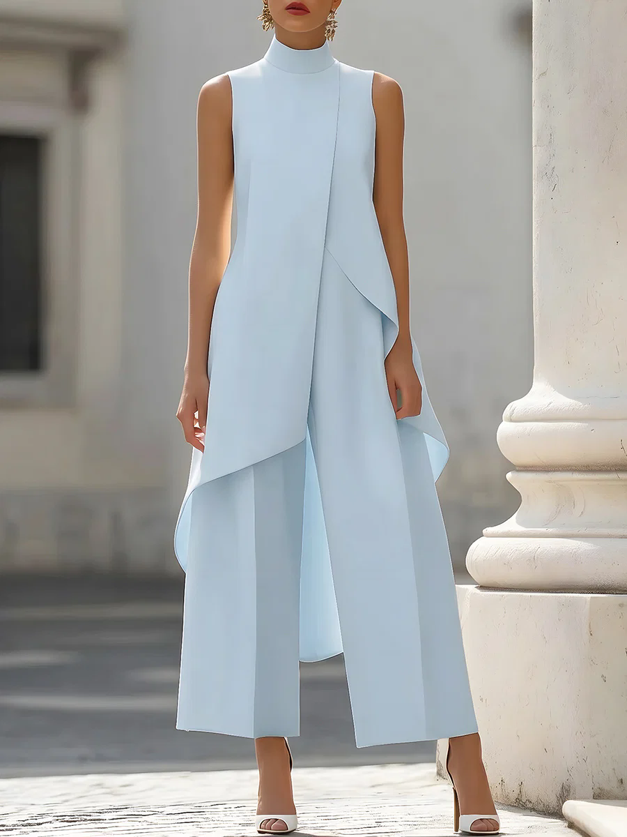 Sleeveless High Neck Asymmetri - Women Formal Wear Office recension och pris