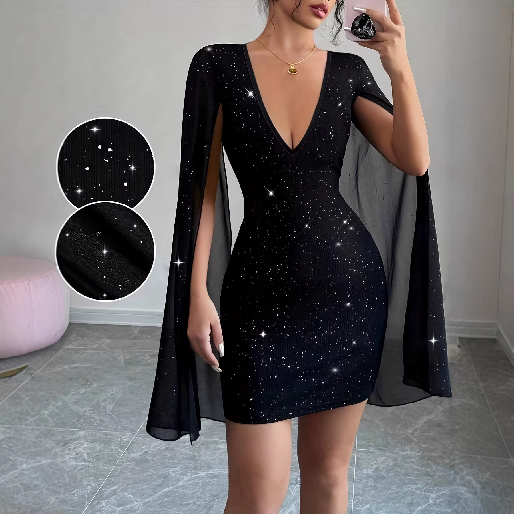 V Neck Bodycon Midi Dress Eleg - Woman Formal Wear recension och pris