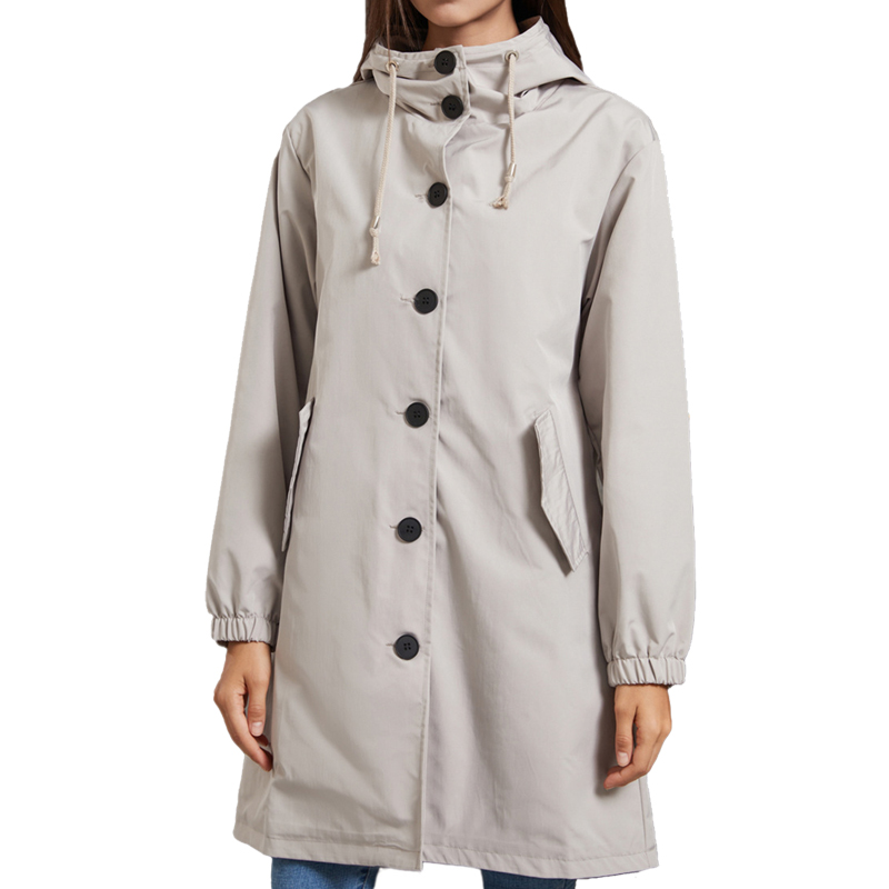 Hooded Women Windbreaker Long  - Trench Coat Formal recension och pris
